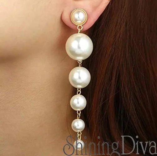 گوشواره های آویز بلند طلایی شیک زنانه Shining Diva Fashion (سفید؛ 9900er) گوشواره های آویز بلند طلایی شیک زنانه Shining Diva Fashion (سفید؛ 9900er)