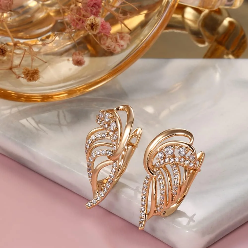 گوشواره های مسی زیرکون شیک و جدید روکش طلای رز 18 عیار Shining Diva Fashion برای زنان و دختران (14468er) گوشواره های مسی زیرکون شیک و جدید روکش طلای رز 18 عیار Shining Diva Fashion برای زنان و دختران (14468er)
