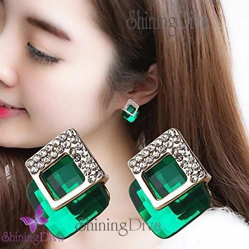 گوشواره های کریستالی زنانه و دخترانه با روکش طلای 18 عیار، طراحی ایتالیایی جدید شاینینگ دیوا فشن گوشواره های کریستالی زنانه و دخترانه با روکش طلای 18 عیار، طراحی ایتالیایی جدید شاینینگ دیوا فشن