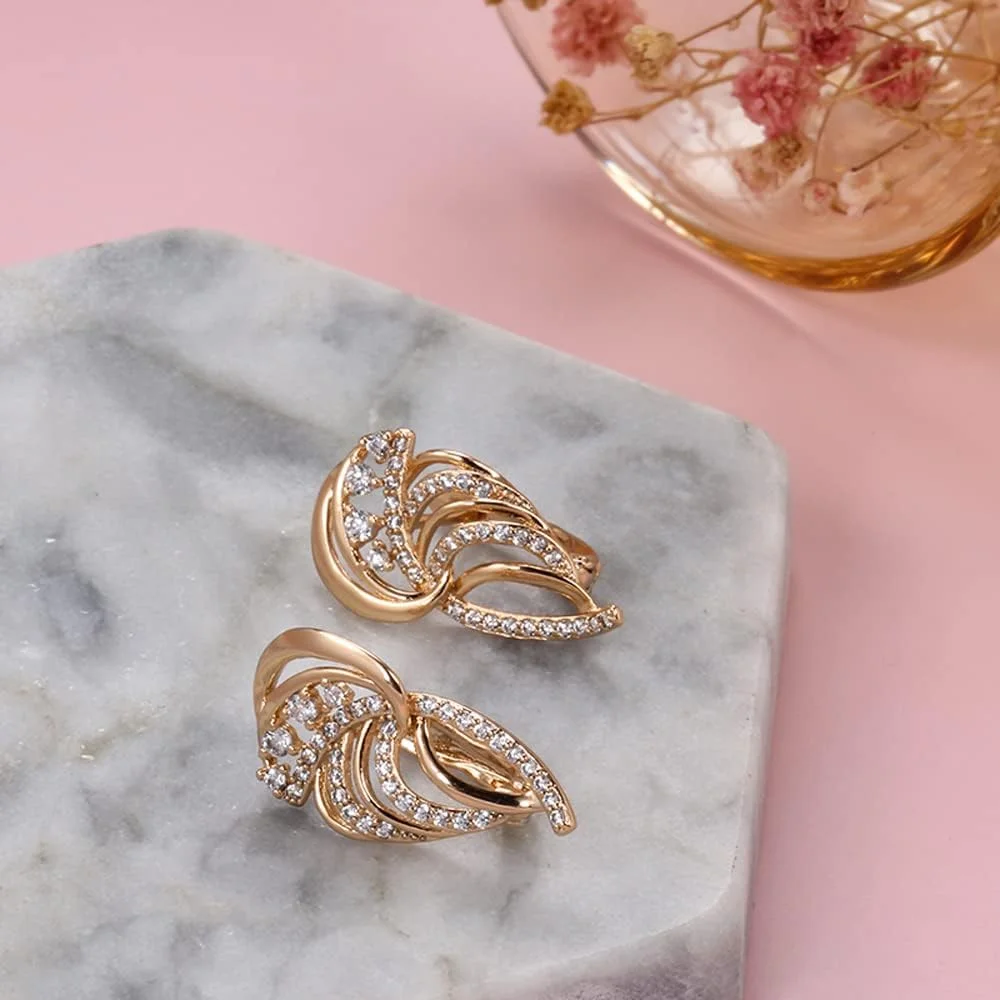 گوشواره های مسی زیرکون شیک و جدید روکش طلای رز 18 عیار Shining Diva Fashion برای زنان و دختران (14468er) گوشواره های مسی زیرکون شیک و جدید روکش طلای رز 18 عیار Shining Diva Fashion برای زنان و دختران (14468er)