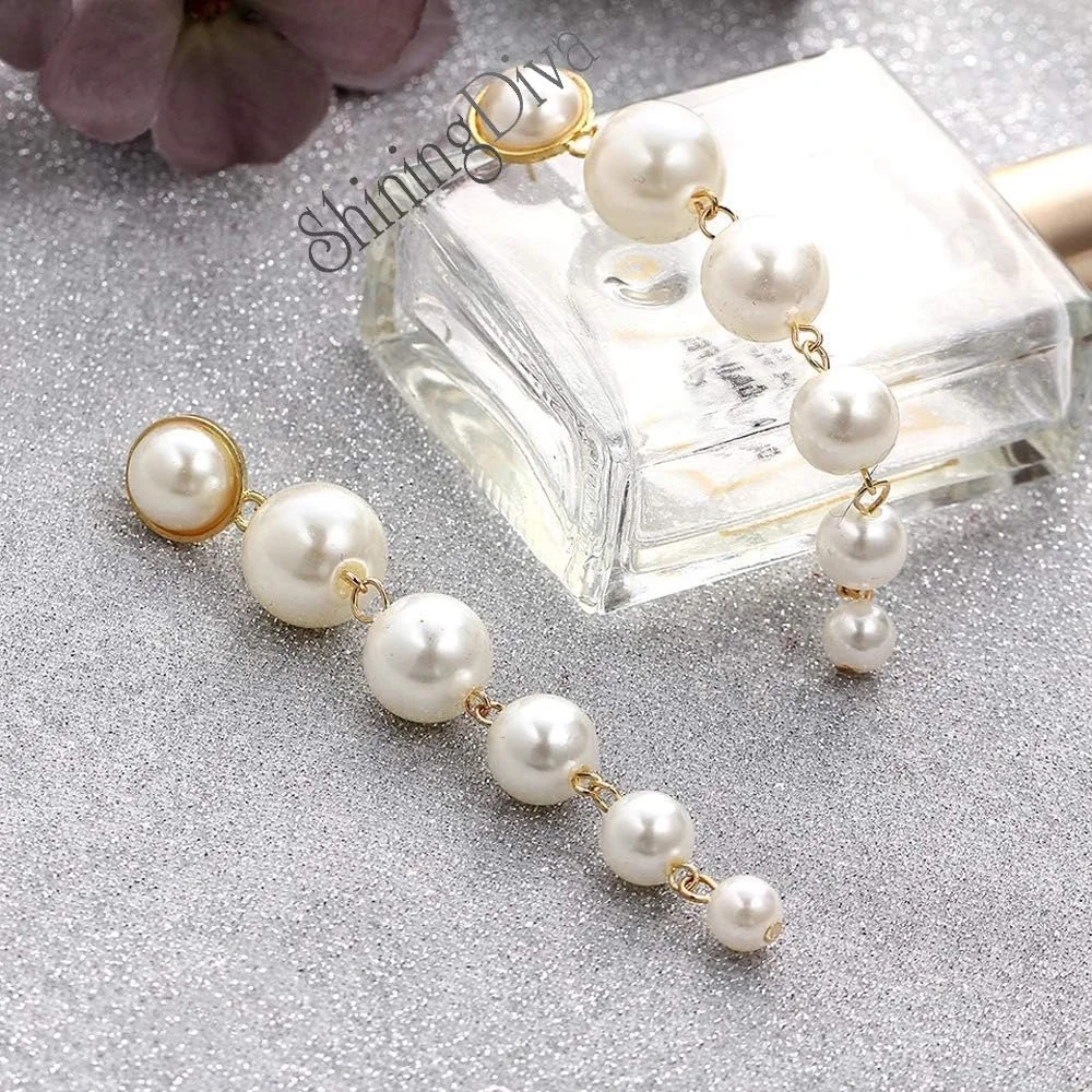 گوشواره های آویز بلند طلایی شیک زنانه Shining Diva Fashion (سفید؛ 9900er) گوشواره های آویز بلند طلایی شیک زنانه Shining Diva Fashion (سفید؛ 9900er)