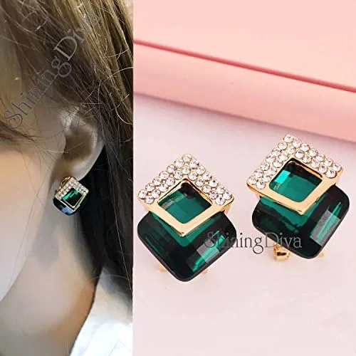 گوشواره های کریستالی زنانه و دخترانه با روکش طلای 18 عیار، طراحی ایتالیایی جدید شاینینگ دیوا فشن گوشواره های کریستالی زنانه و دخترانه با روکش طلای 18 عیار، طراحی ایتالیایی جدید شاینینگ دیوا فشن