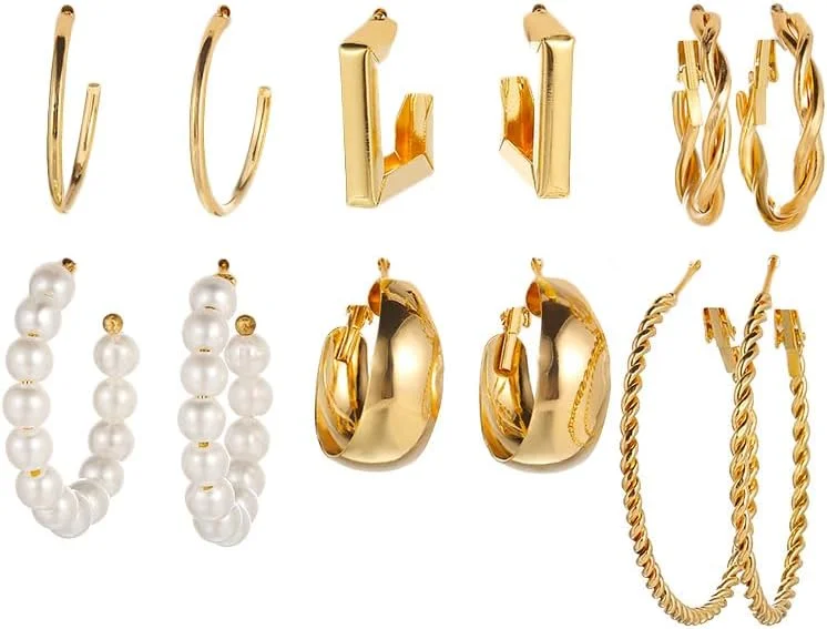 ست ترکیبی گوشواره های حلقه ای شیک و جدید Shining Diva Fashion برای زنان و دختران