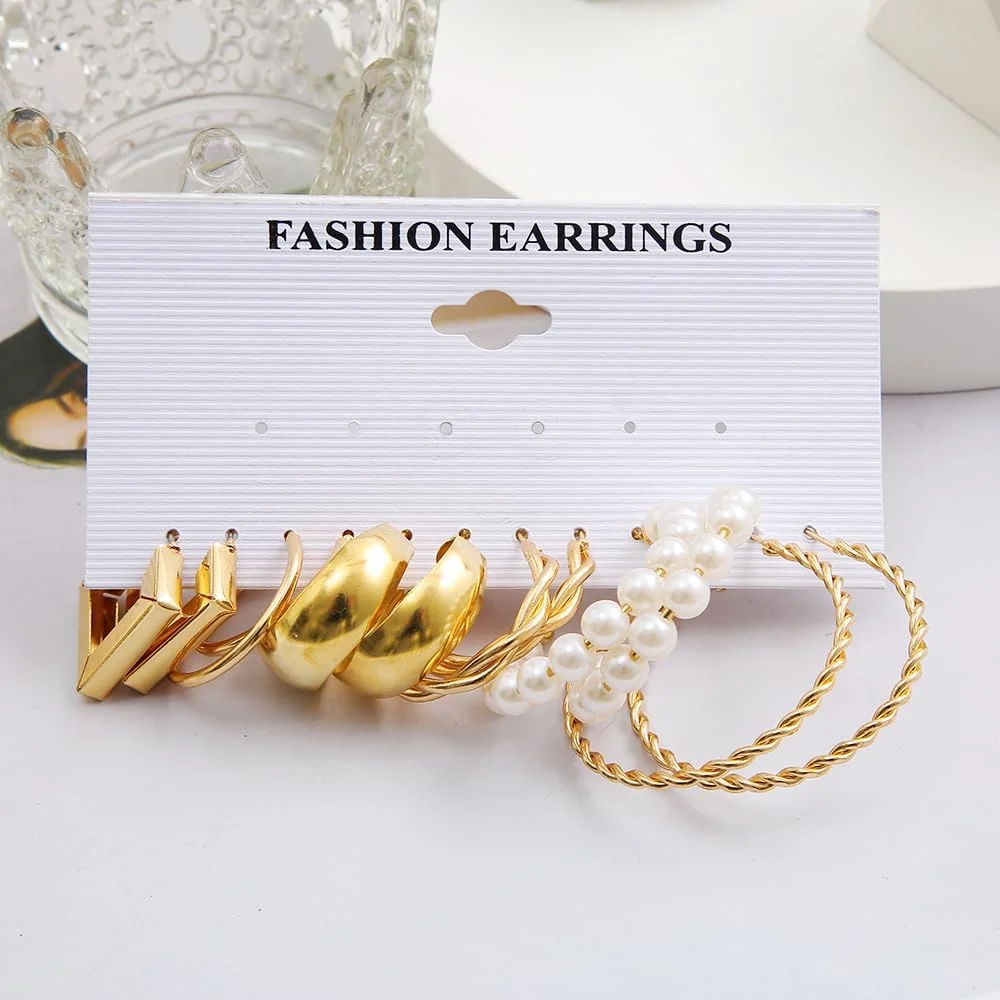 ست ترکیبی گوشواره های حلقه ای شیک و جدید Shining Diva Fashion برای زنان و دختران ست ترکیبی گوشواره های حلقه ای شیک و جدید Shining Diva Fashion برای زنان و دختران