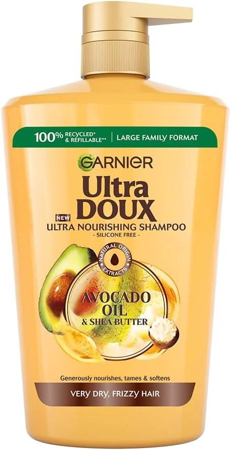 شامپو مغذی روغن آووکادو و شی باتر Garnier Ultra Doux برای موهای بسیار خشک و وز - 1000 میلی لیتر