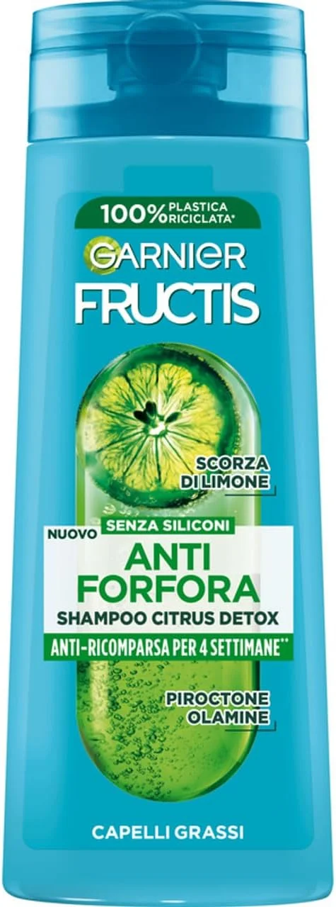شامپو ضد شوره موهای چرب گارنیه Fructis، پاک کننده با پیروکتون اولامین، سم زدای مرکبات 250 میلی لیتر