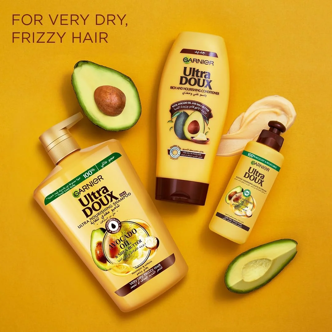 شامپو مغذی روغن آووکادو و شی باتر Garnier Ultra Doux برای موهای بسیار خشک و وز - 1000 میلی لیتر شامپو مغذی روغن آووکادو و شی باتر Garnier Ultra Doux برای موهای بسیار خشک و وز - 1000 میلی لیتر
