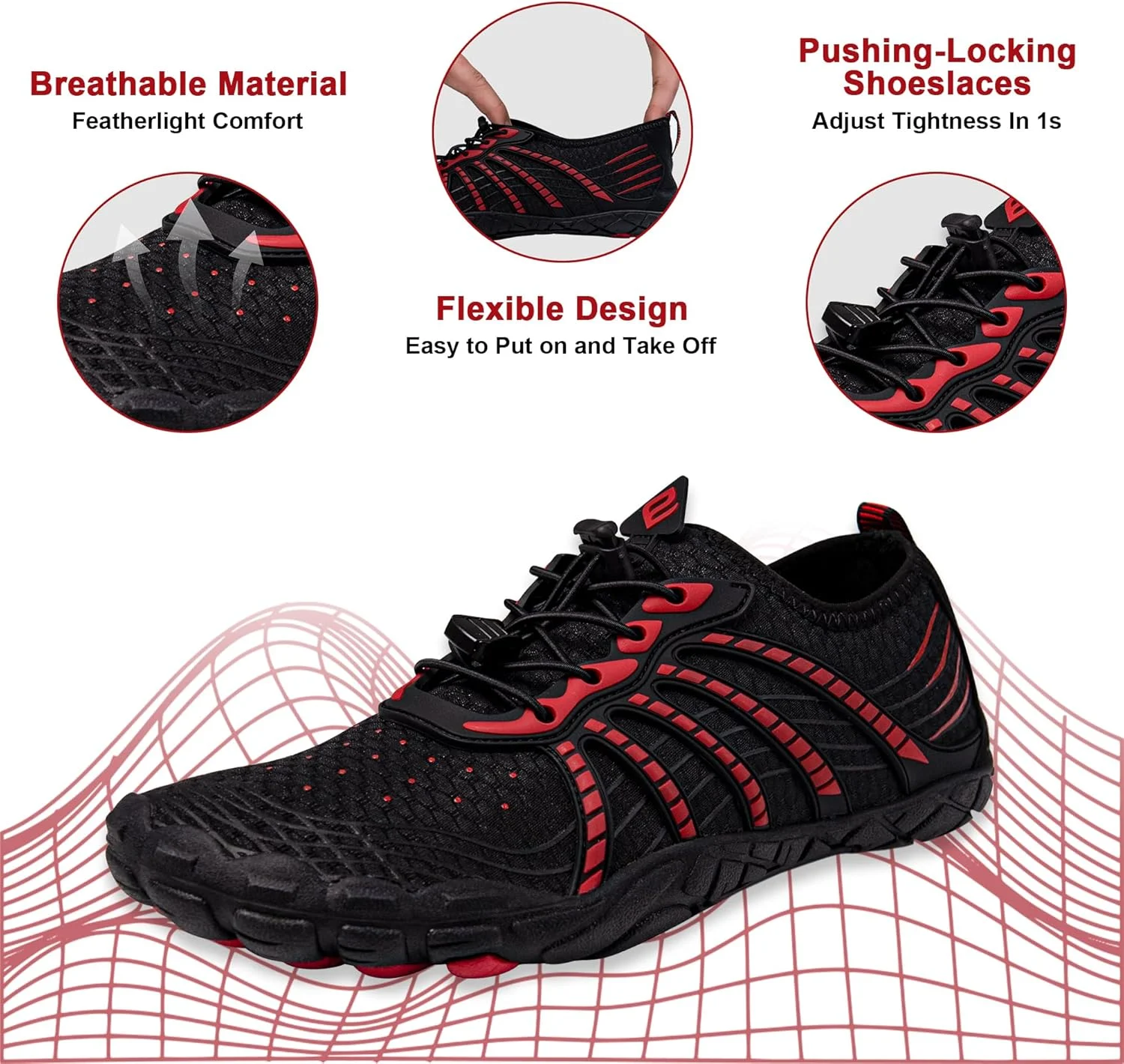 کفش آبی زنانه مردانه، خشک شدن سریع، پابرهنه برای تمرین، پیاده روی، یوگا و ورزش های آبی، سبک وزن، ضد لغزش، کفش رودخانه ورزشی برای ورزش ها و تمرین های فضای باز