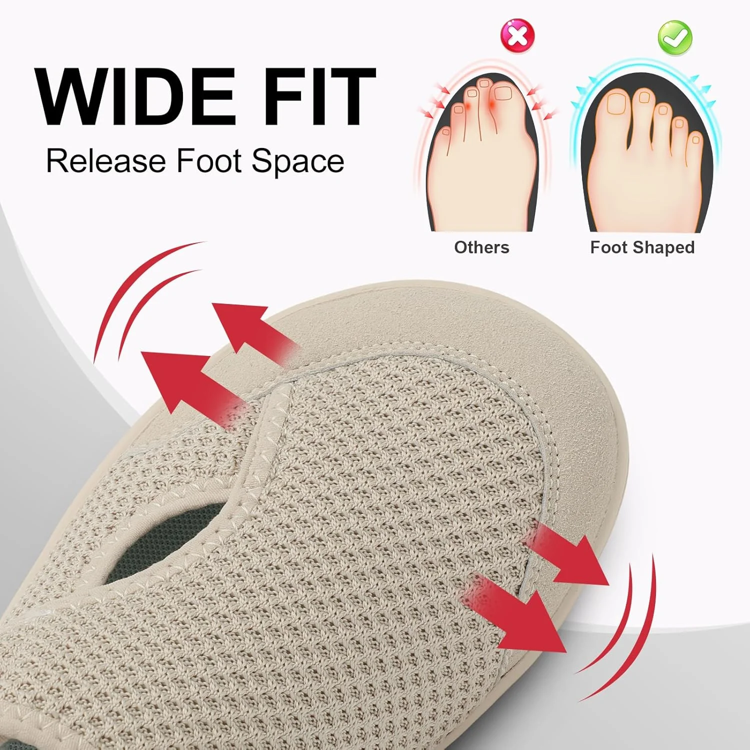 کفش پیاده روی پهن زنانه LeIsfIt، مناسب دیابت، قابل تنظیم، تنفس پذیر و بدون پاشنه برای ورم پا و آرتروز