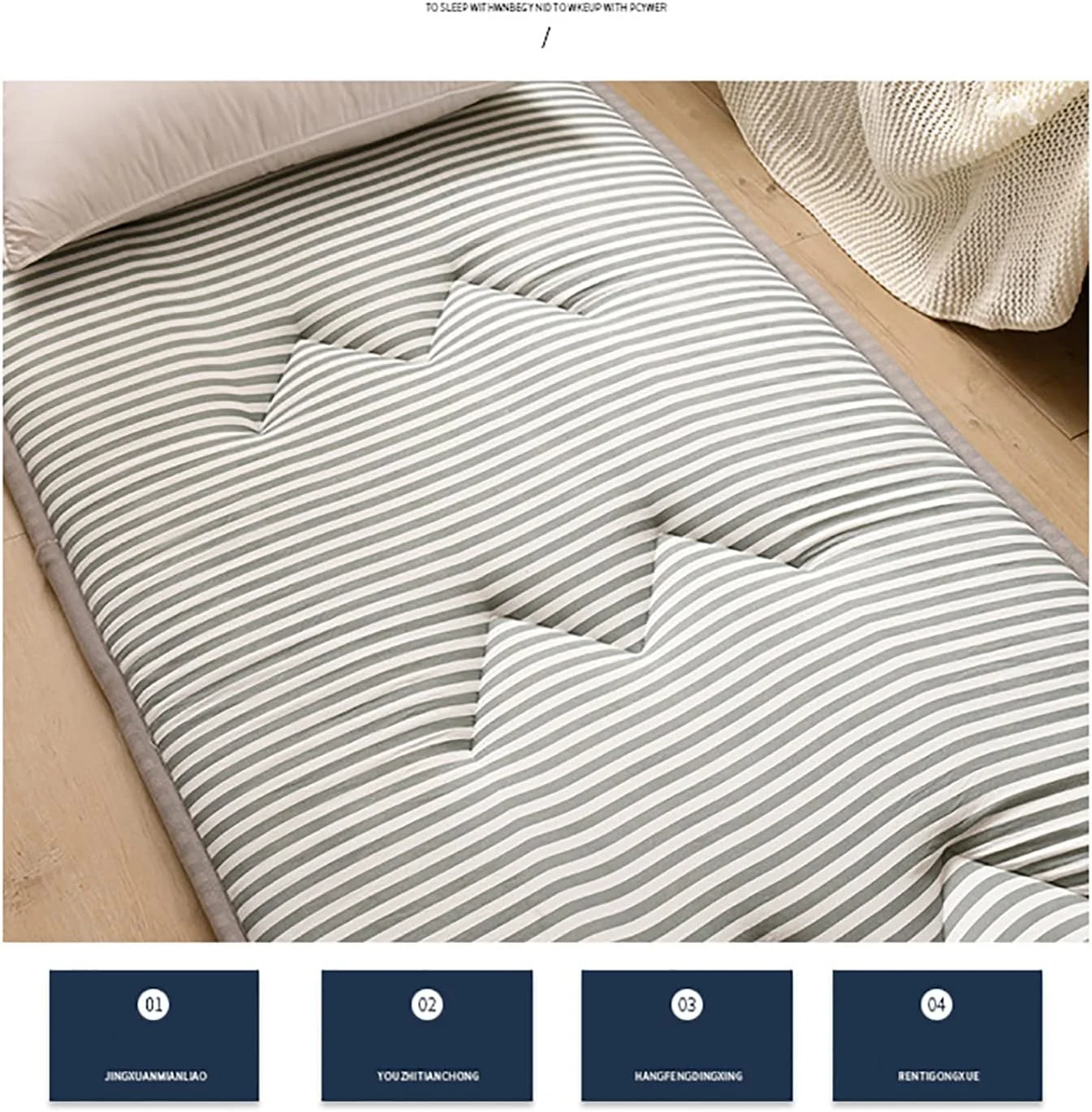 تشک فوتون ضخیم تاشو نرم قابل حمل دو نفره تک نفره فوتون ژاپنی، تشک تاتامی ژاپنی رول تاشو، A، 90x200 سانتی متر