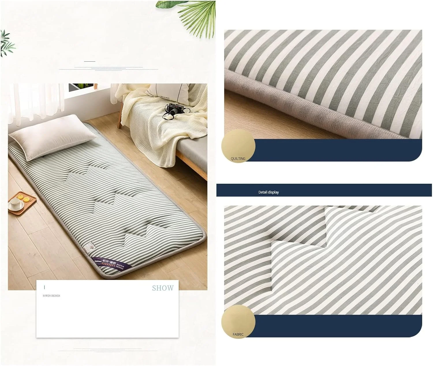 تشک فوتون ضخیم تاشو نرم قابل حمل دو نفره تک نفره فوتون ژاپنی، تشک تاتامی ژاپنی رول تاشو، A، 90x200 سانتی متر