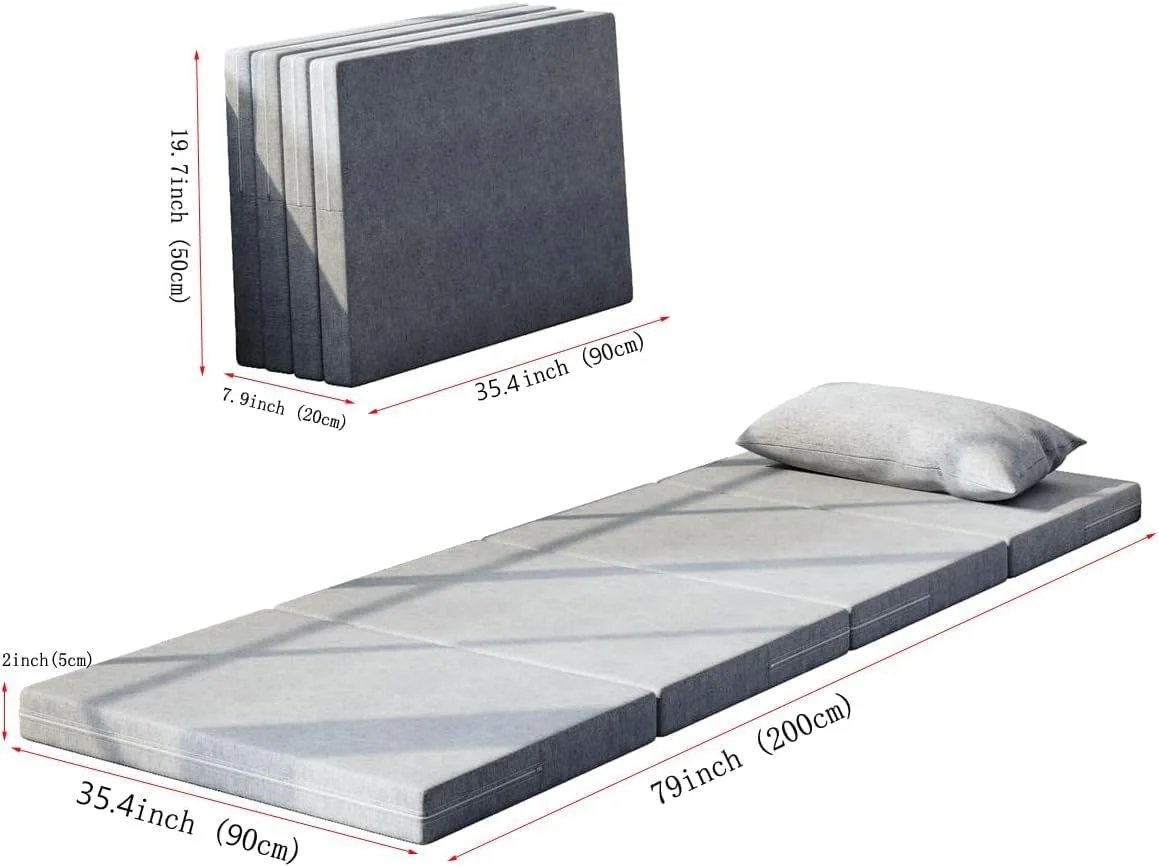 تشک تاشو SKADE، فوم اسفنجی الاستیک بالا، تشک فوم 4 لایه با دسته، روکش قابل شستشو، نسبتا سفت، تنفسی، مناسب برای تخت خواب زمینی، کمپینگ و مسافرت (90 * 200 * 5 سانتی متر) تشک تاشو SKADE، فوم اسفنجی الاستیک بالا، تشک فوم 4 لایه با دسته، روکش قابل شستشو، نسبتا سفت، تنفسی، مناسب برای تخت خواب زمینی، کمپینگ و مسافرت (90 * 200 * 5 سانتی متر)