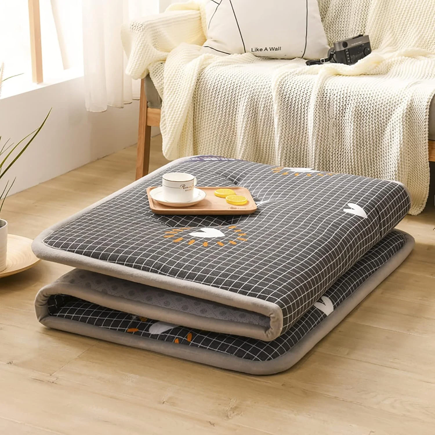 تشک فوتون ضخیم تاشو نرم قابل حمل دو نفره تک نفره فوتون ژاپنی، تشک تاتامی ژاپنی رول تاشو، A، 90x200 سانتی متر