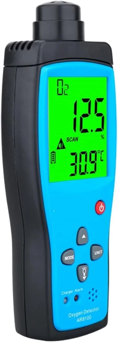 سنسور تشخیص نشت چندگانه گاز JHQWIDD، آنالایزر گاز اکسیژن خودرو، مانیتور اندازه گیری O2 با باتری، آلارم لرزشی صوتی و نوری، دقت و حساسیت بالا، محدوده اندازه گیری 0-25%