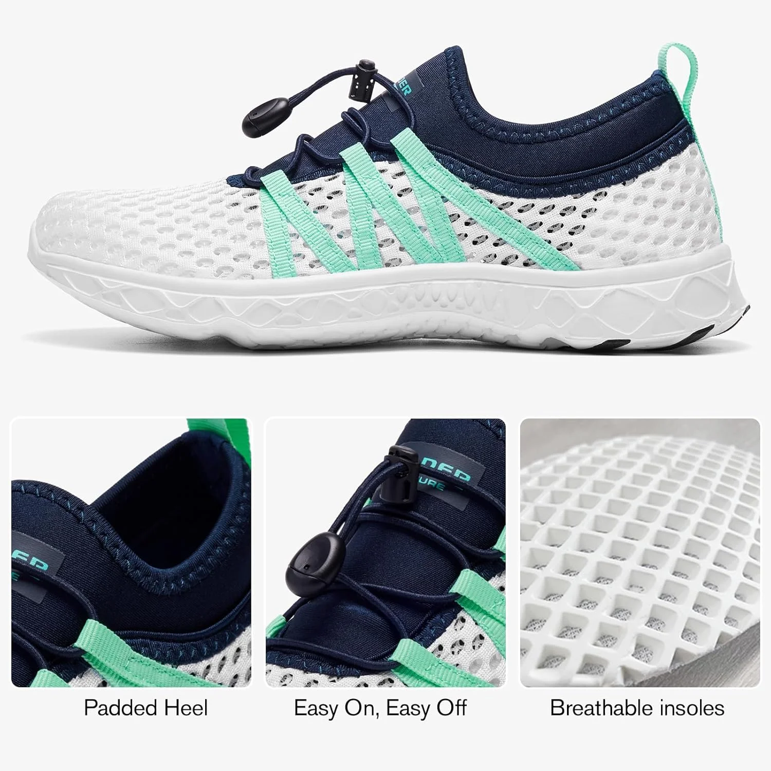 کفش آبی زنانه Aleader مدل Slip On با رویه مش، سفید/سرمه ای/آبی، سایز 6 کفش آبی زنانه Aleader مدل Slip On با رویه مش، سفید/سرمه ای/آبی، سایز 6