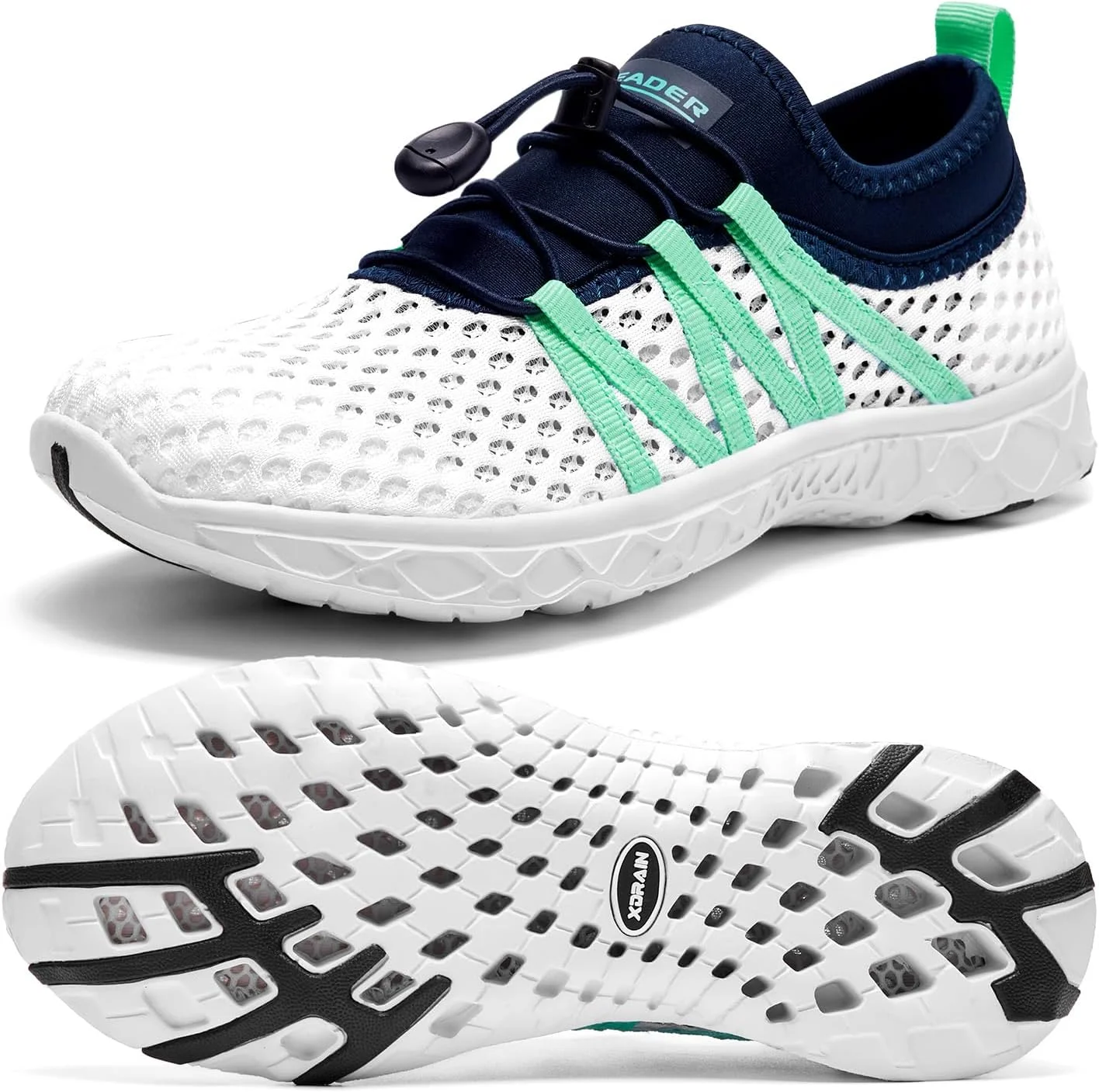 کفش آبی زنانه Aleader مدل Slip On با رویه مشبک، سفید/سرمه ای/آبی، سایز 7