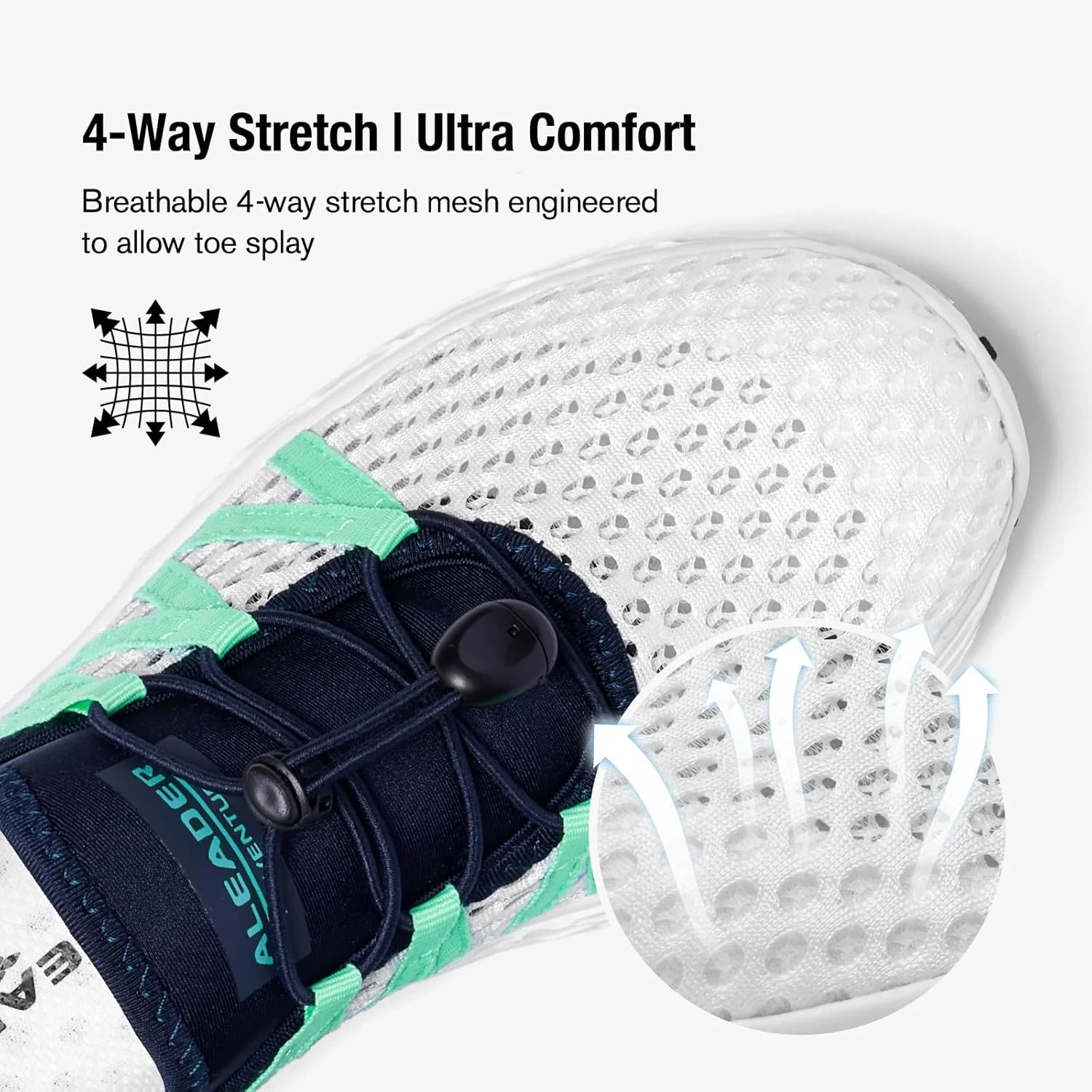 کفش آبی زنانه Aleader مدل Slip On با رویه مشبک، سفید/سرمه ای/آبی، سایز 7