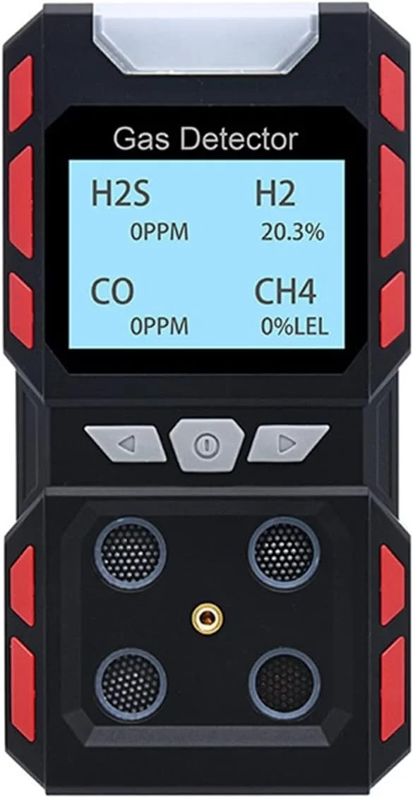 سنسور نشت یاب چندگانه گاز HANZALA صنعتی 4 در 1، سنسور نشت یاب چندگانه گاز CO H2S O2 CH4 EX، آشکارساز گاز قابل احتراق، صفحه نمایش، امنیت، هشدار صوتی، دقت و حساسیت بالا (آلارم گاز B)
