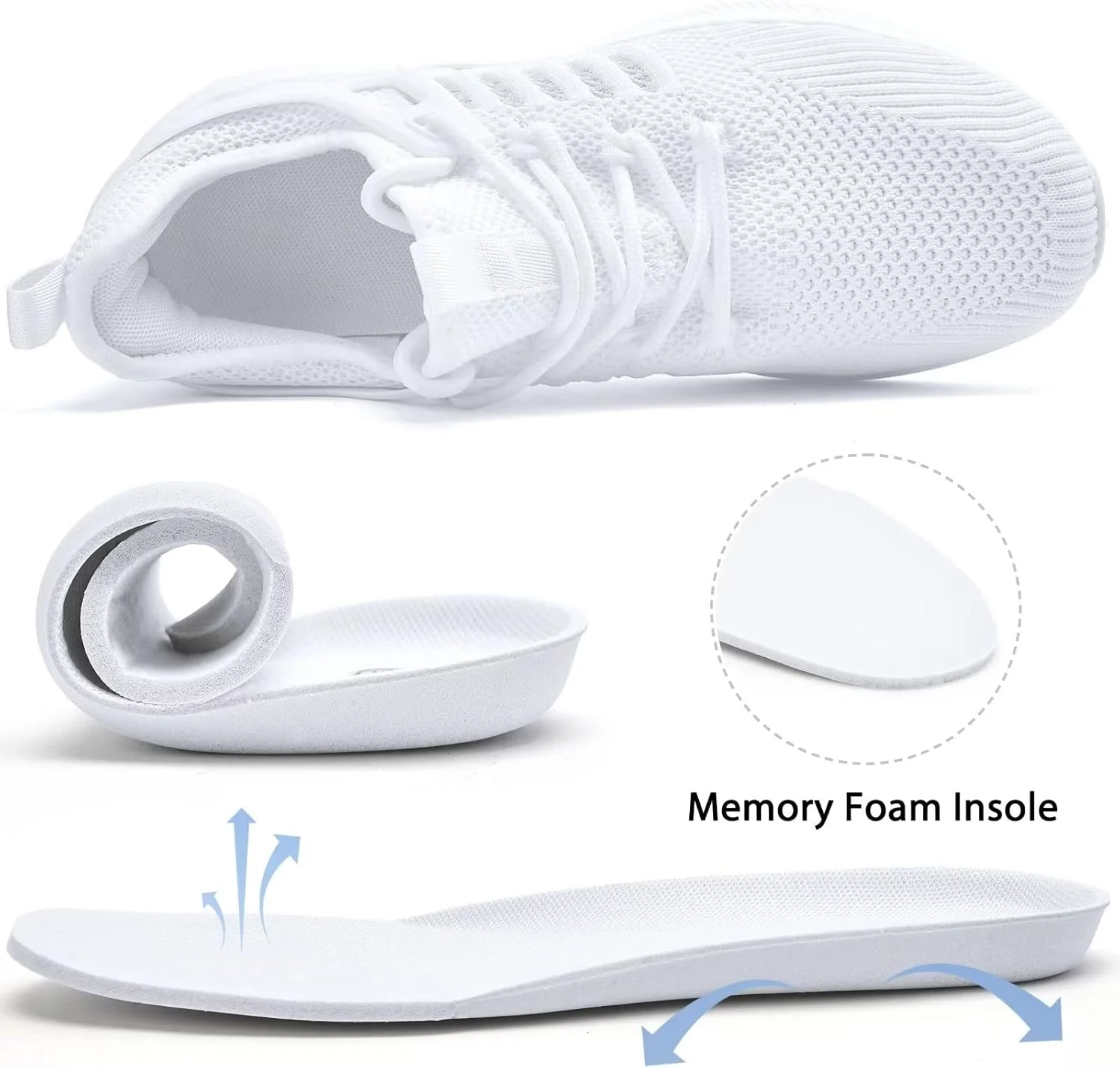 کفش ورزشی زنانه آک - کفش های دویدن تنیس، مناسب پیاده روی، تمرین، سبک، قابل تنفس، کفش کتانی لغزنده برای داخل سالن، فضای باز، باشگاه، مسافرت، کار