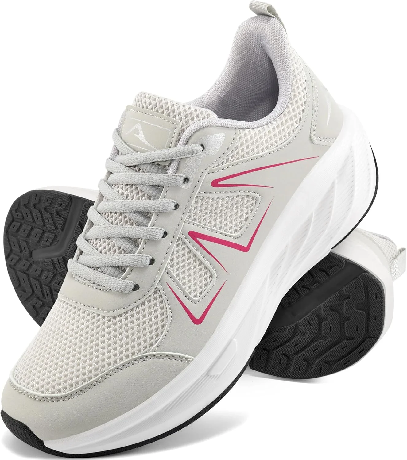 کفش ورزشی زنانه آلموسن: کفش پیاده روی توری تنفسی راحت، کفش دویدن، تنیس، تمرینات ورزشی، خاکستری، سایز 5