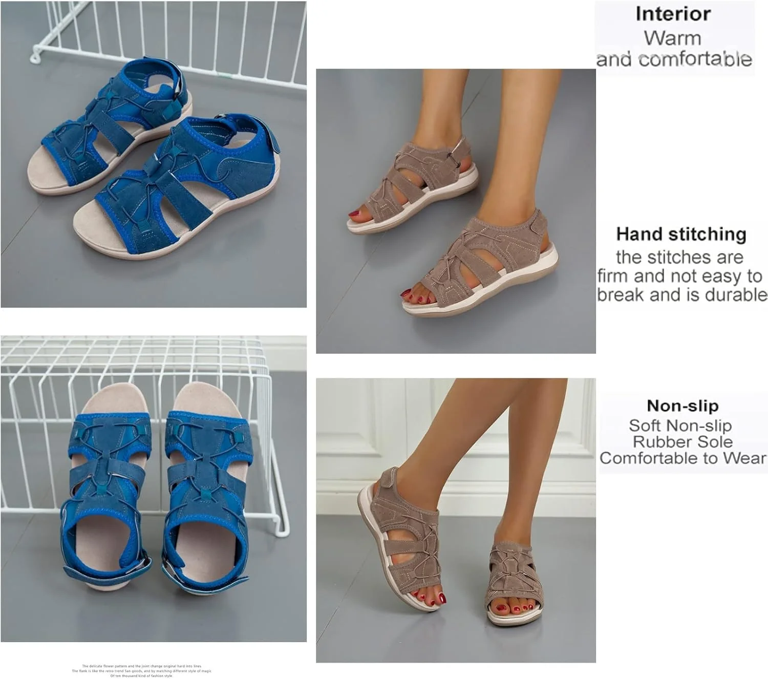 صندل های پیاده روی زنانه راحت با بست لمسی قابل تنظیم، صندل های ساحلی با پشتیبانی از قوس پا مناسب برای مسافرت در فضای باز.