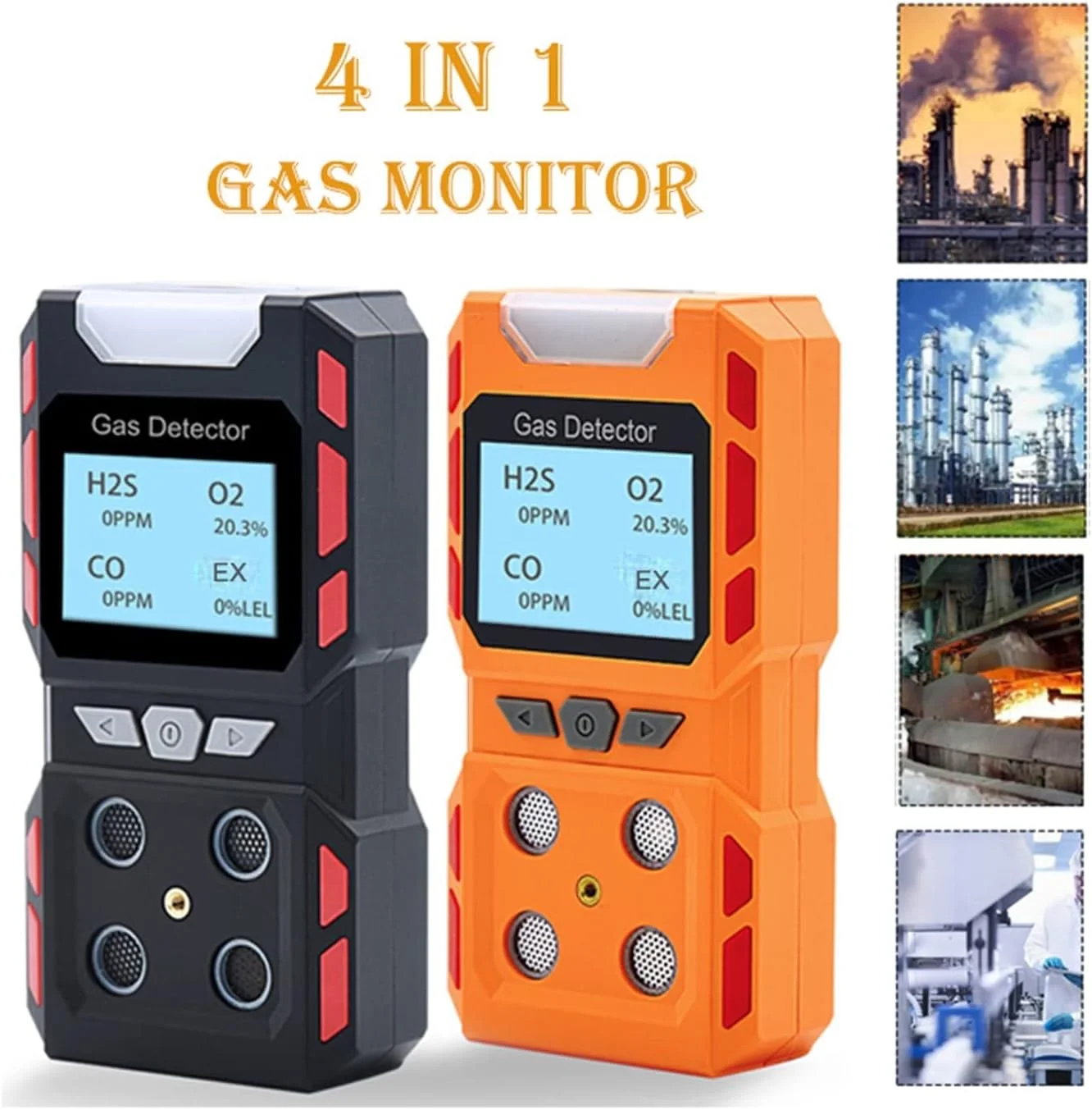 دستگاه تشخیص گاز صنعتی مستقل، آنالایزر چند گازی H2S CO O2 EX، آشکارساز گازهای قابل احتراق، سنسور ایمنی آتش مونوکسید کربن، یادآوری صوتی Zeenyi