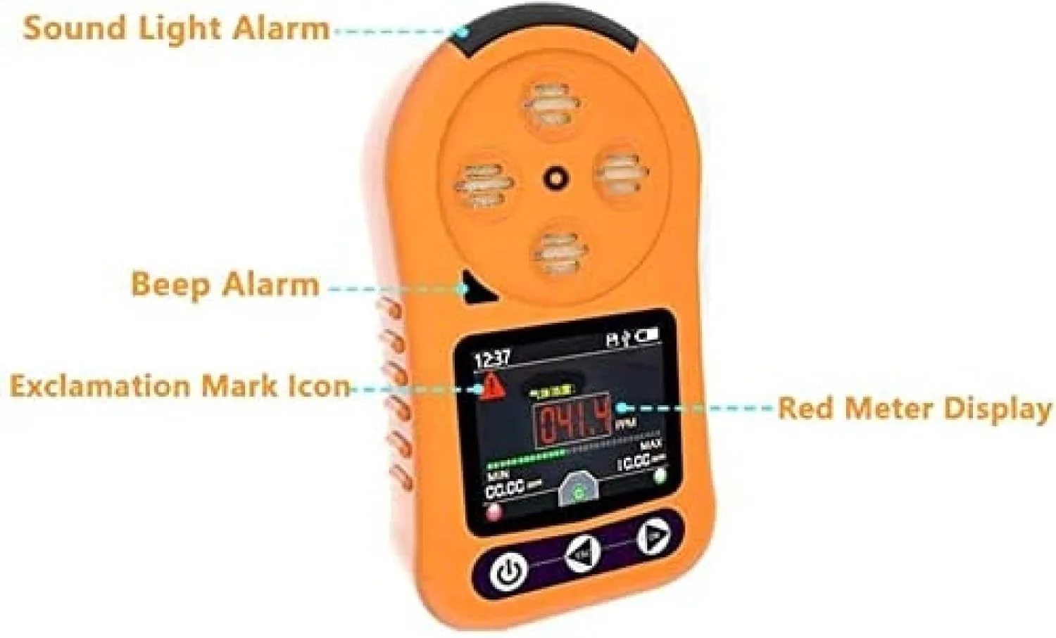 دستگاه تشخیص چندگانه گاز سنسور O2، CO، H2S، LEL تستر آنالیزور هوای دستی مانیتور گاز قابل حمل با صفحه نمایش LCD آلارم های صوتی و نوری، GQYYS