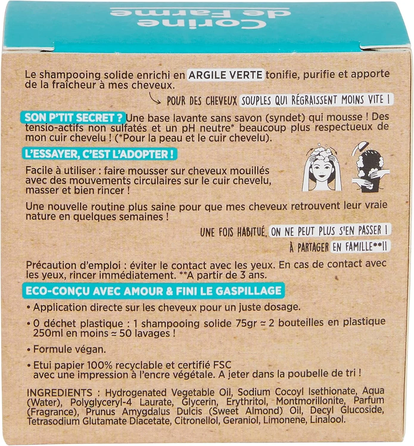 شامپو جامد فرانسوی کورین دو فارم مدل Mon - مناسب موهای چرب شامپو جامد فرانسوی کورین دو فارم مدل Mon - مناسب موهای چرب