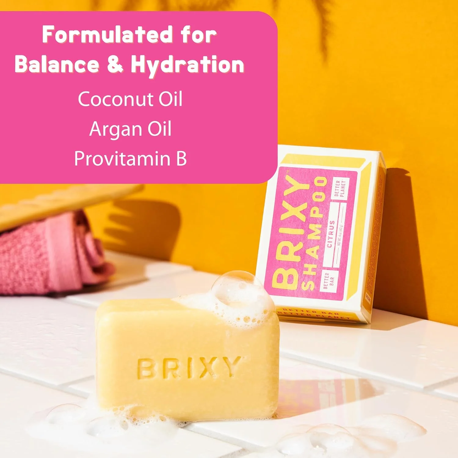 شامپو بار متعادل کننده مو بریکسی مناسب انواع مو، حاوی روغن آرگان و پروویتامین B، به آرامی چربی، مواد حالت دهنده و رسوبات آب سخت را از بین می برد، دارای PH متعادل، بدون آسیب به رنگ مو، وگان و بدون پلاستیک - مرکبات شامپو بار متعادل کننده مو بریکسی مناسب انواع مو، حاوی روغن آرگان و پروویتامین B، به آرامی چربی، مواد حالت دهنده و رسوبات آب سخت را از بین می برد، دارای PH متعادل، بدون آسیب به رنگ مو، وگان و بدون پلاستیک - مرکبات