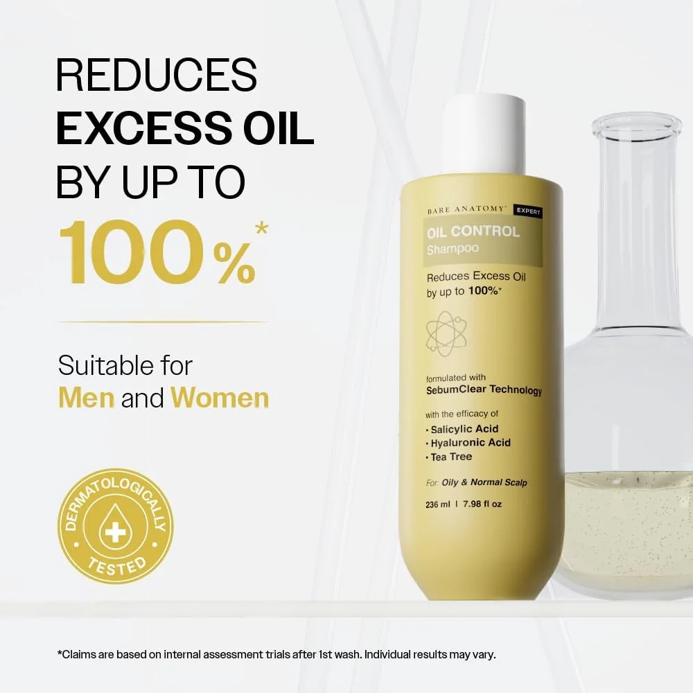شامپو کنترل چربی Bare Anatomy | بدون سولفات و پارابن | مناسب برای پوست سر چرب و موهای خشک | برای خانم ها و آقایان | 236 میلی لیتر شامپو کنترل چربی Bare Anatomy | بدون سولفات و پارابن | مناسب برای پوست سر چرب و موهای خشک | برای خانم ها و آقایان | 236 میلی لیتر