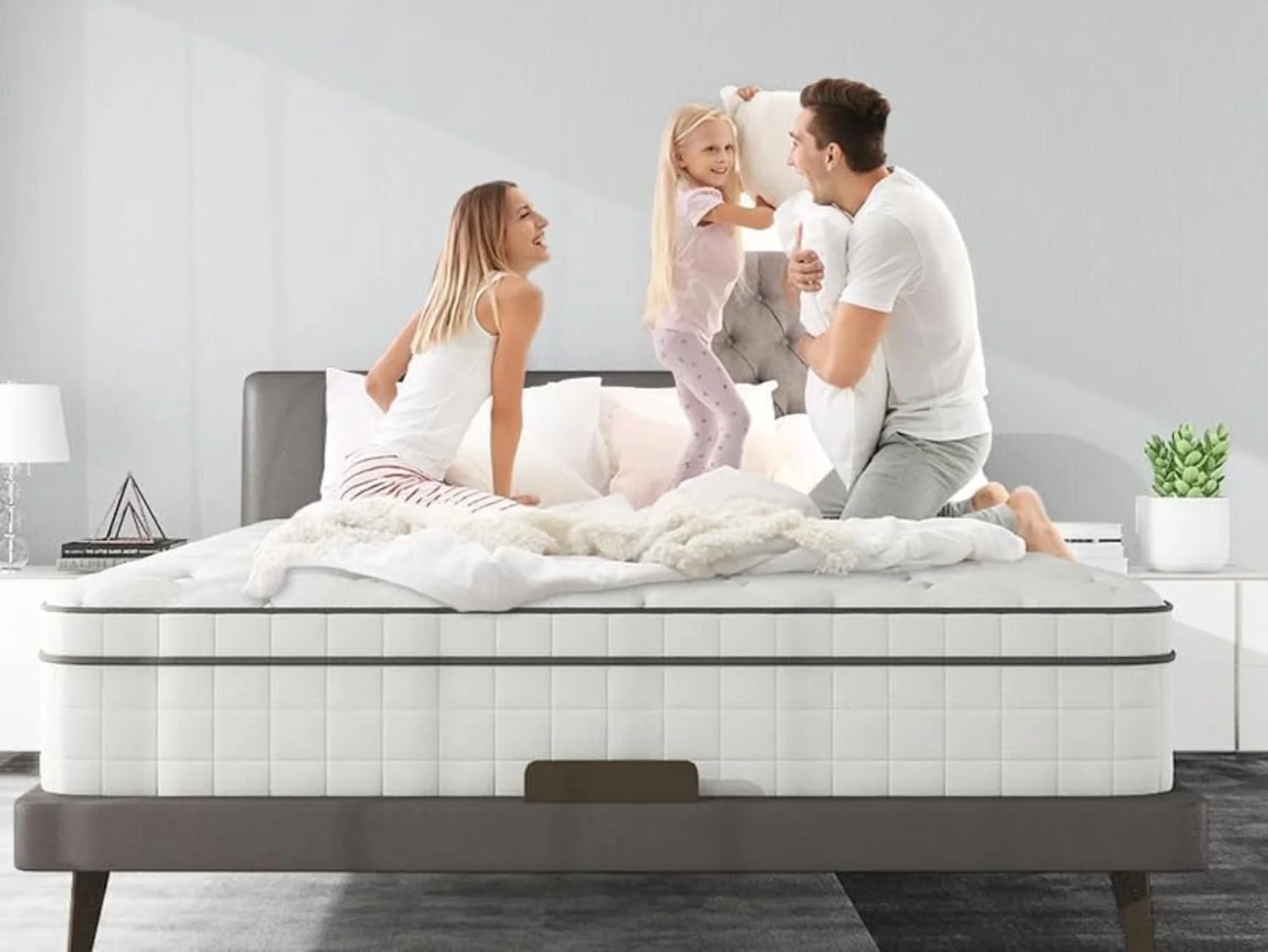 تشک فنری پاکتی هیبریدی 20 سانتی متری Home Mart سایز کینگ با فوم مموری ژل، جداسازی حرکت و تسکین فشار - پشتیبانی ارتوپدی برای کمردرد تشک با راحتی متوسط و سفت 180x200