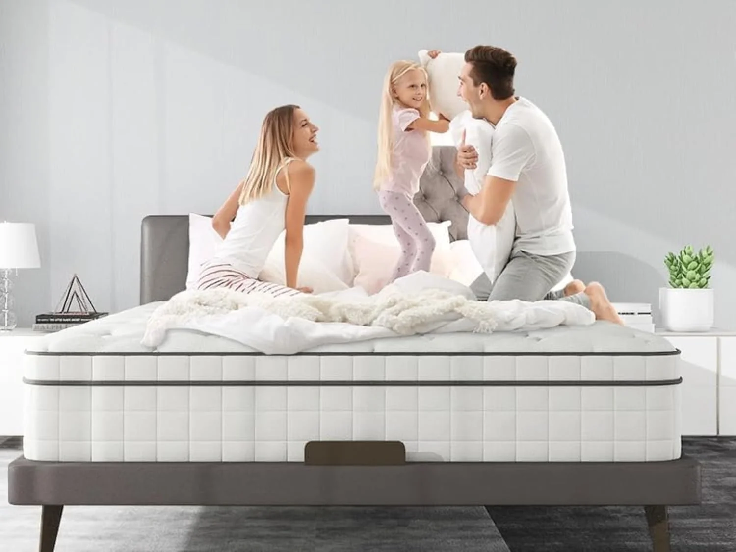 تشک فنری پاکتی دو نفره 20 سانتی متری Home Mart با فوم مموری ژل خنک کننده - راحتی بیشتر، کاهش فشار و جداسازی حرکت برای خواب آرام (200x140 سانتی متر)