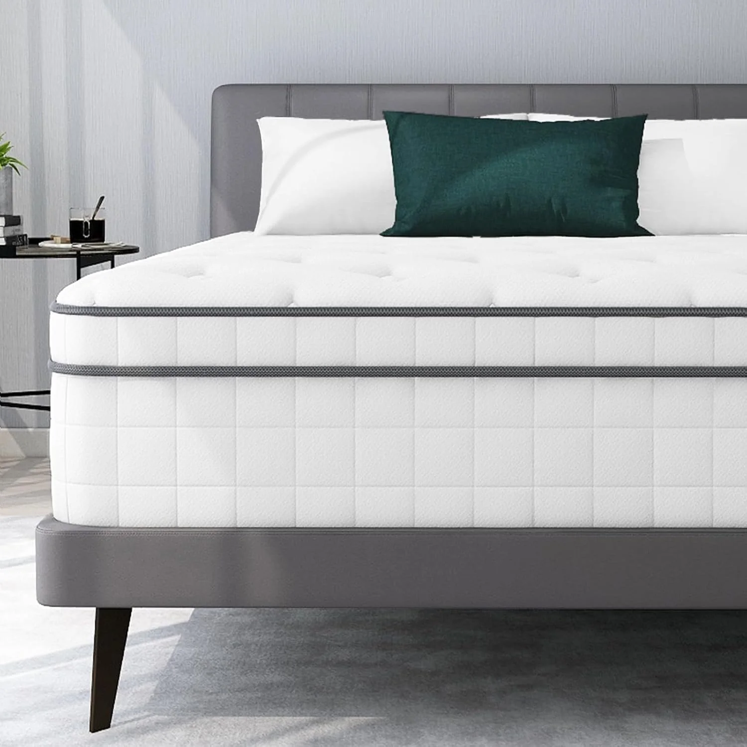 تشک فنری پاکتی هیبریدی یک نفره 20 سانتی متری هوم مارت، فوم حافظه دار ژل خنک کننده با پشتیبانی میکرو، کاهش فشار، انتقال حرکت کم (180 x 200 سانتی متر)