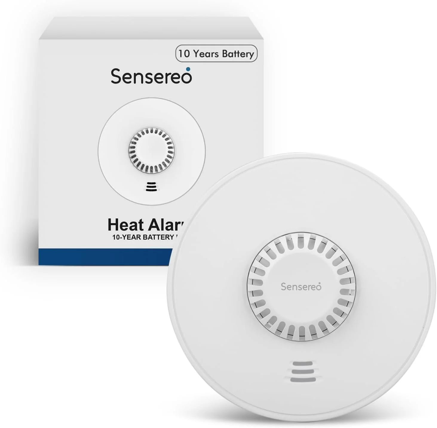 آشکارساز حرارتی مستقل Sensereo با باتری مهر و موم شده 10 ساله، مناسب برای خانه و محل کار، به همراه بسته نصب، مطابق با استاندارد BS 5446-2:2003
