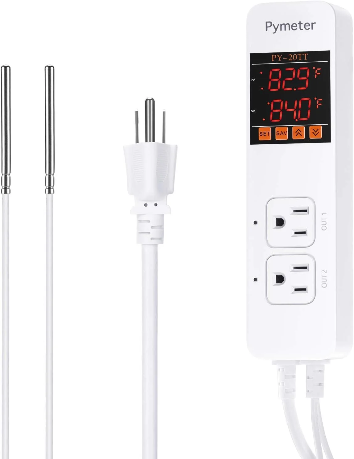 کنترلر دیجیتال دما 2 در 1 پیمتر، ترموستات دوگانه برای پد حرارتی، بخاری گلخانه خزنده، آبجوسازی خانگی، فریزر، کنترل پد گرمایشی و سرمایشی 16 آمپر 1920 وات