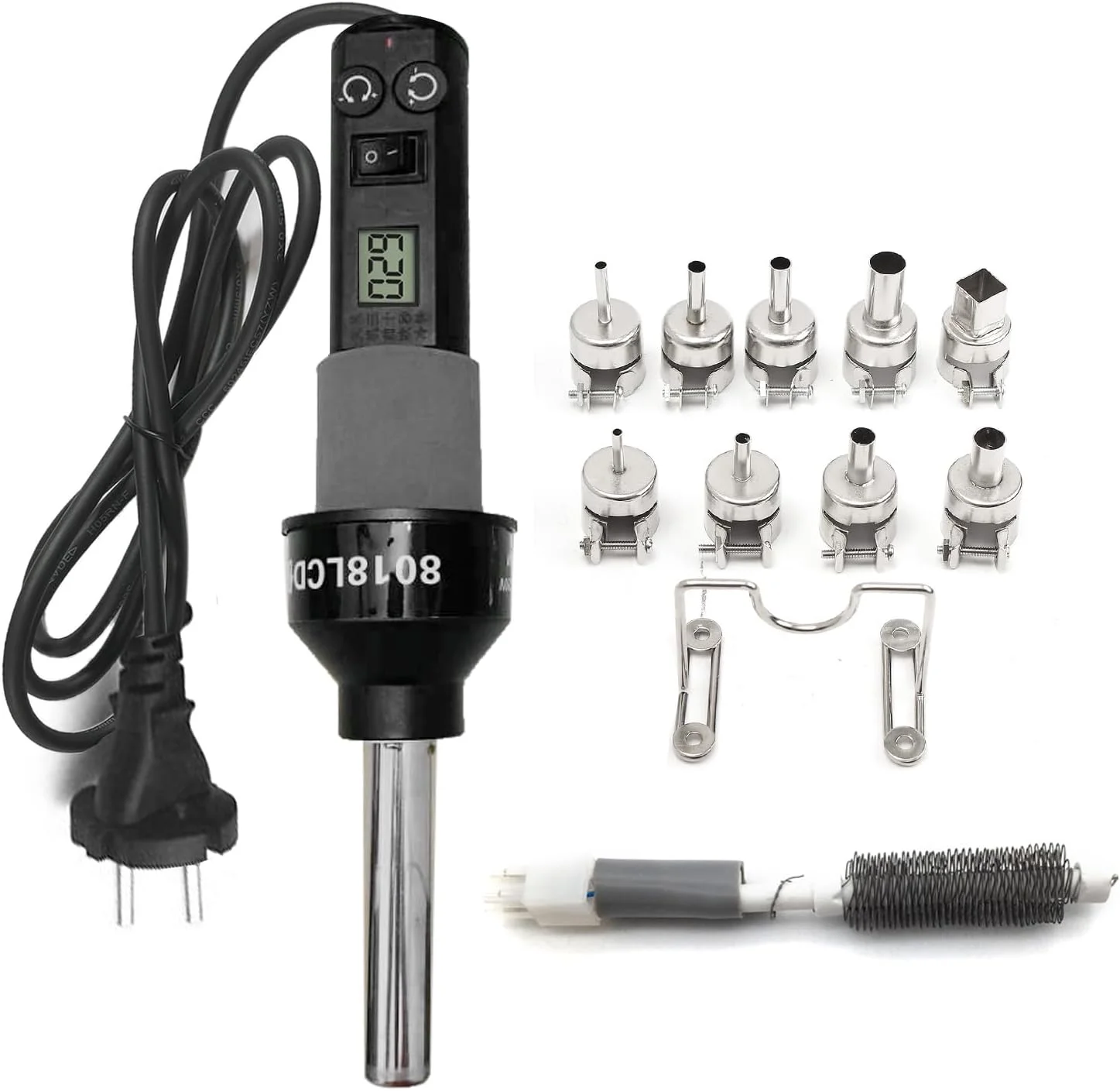 دستگاه لحیم کاری قابل حمل 450 واتی با کنترل دما، دستگاه حرارتی 450 درجه سانتیگراد، ایستگاه بازسازی، ابزار لحیم زدایی SMD با نازل، صفحه نمایش دیجیتال LCD، کنترل جریان هوا برای الکترونیک Wing DOOMUN