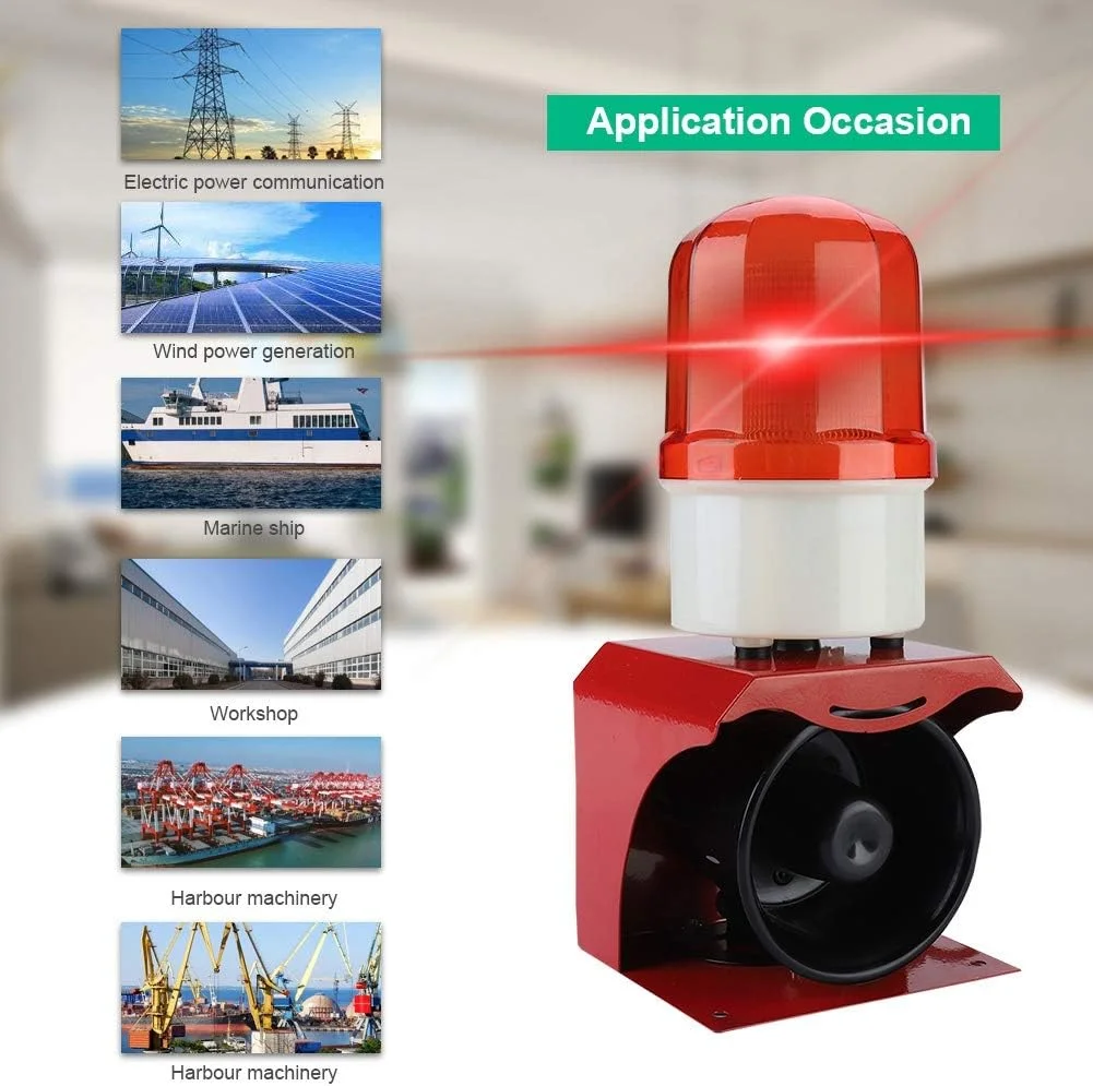 آژیر چراغ دار LED چشمک زن FFAACCA 12-24V، آژیر خطر آتش نشانی صنعتی قابل برنامه ریزی، چراغ های هشدار دهنده 110dB