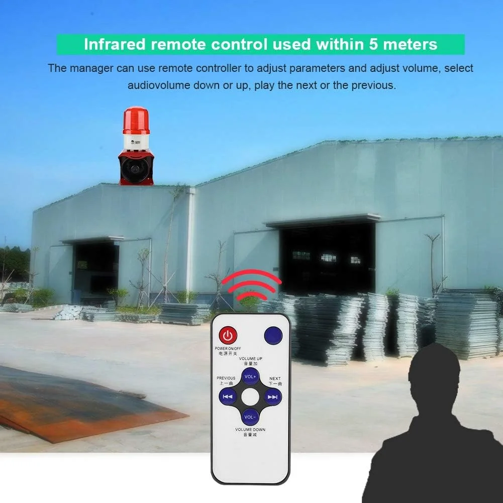 آژیر چراغ دار LED چشمک زن FFAACCA 12-24V، آژیر خطر آتش نشانی صنعتی قابل برنامه ریزی، چراغ های هشدار دهنده 110dB