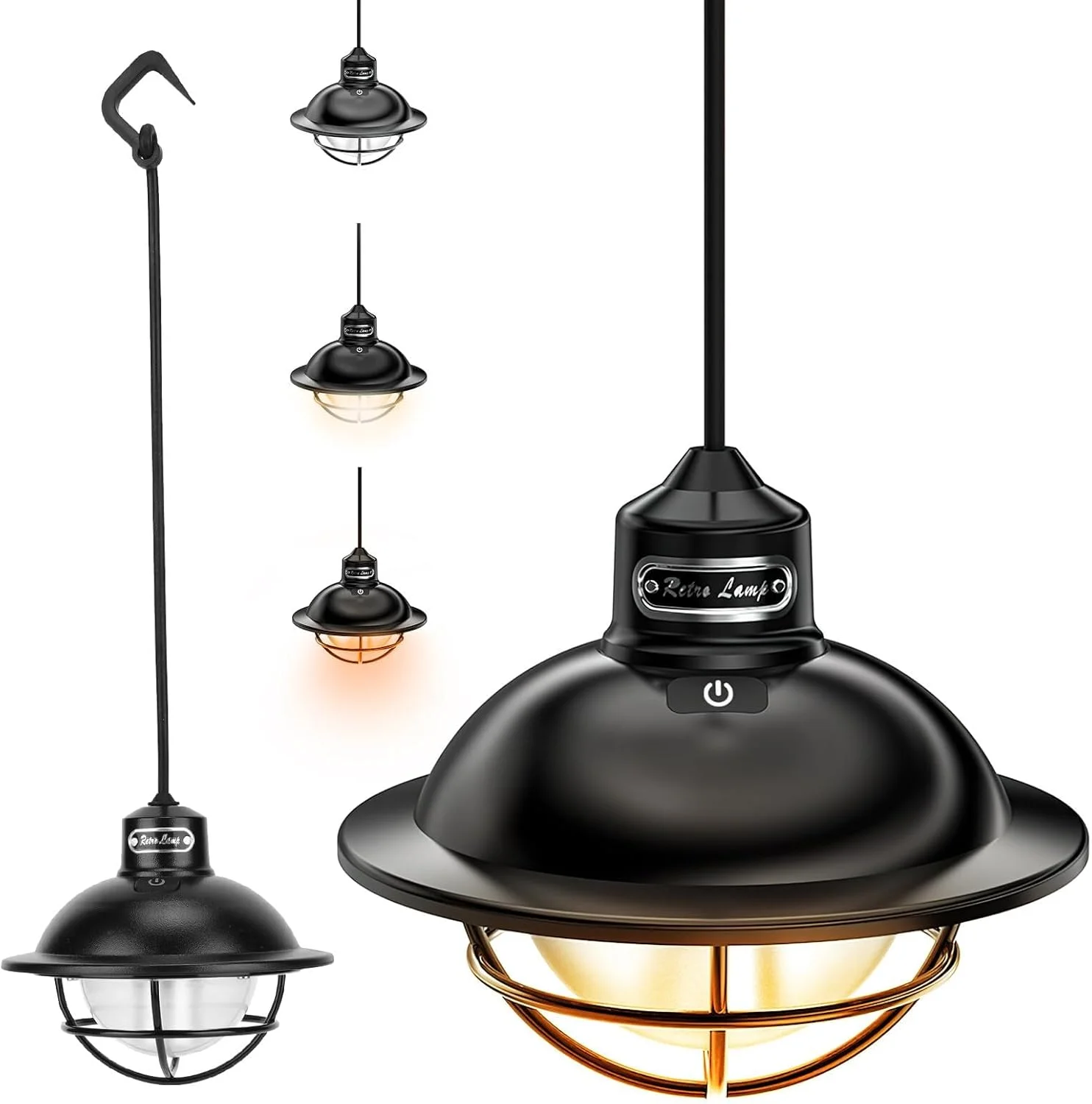 چراغ کمپینگ رترو شارژی برای چادر، چراغ اضطراری قابل حمل چادر، ضد آب IP65 با کم نور شدن پیوسته و 4 حالت نور برای کمپینگ، پیاده روی، مواقع اضطراری، ماهیگیری [کلاس انرژی B]