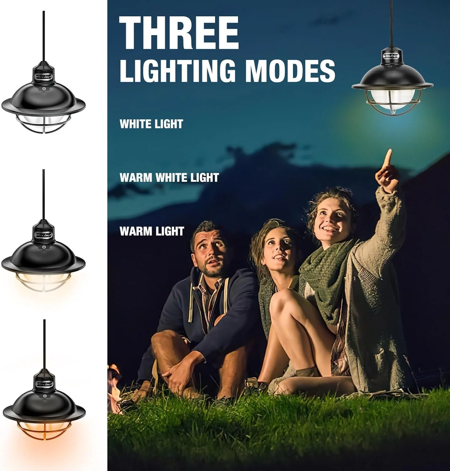 چراغ کمپینگ رترو شارژی برای چادر، چراغ اضطراری قابل حمل چادر، ضد آب IP65 با کم نور شدن پیوسته و 4 حالت نور برای کمپینگ، پیاده روی، مواقع اضطراری، ماهیگیری [کلاس انرژی B]