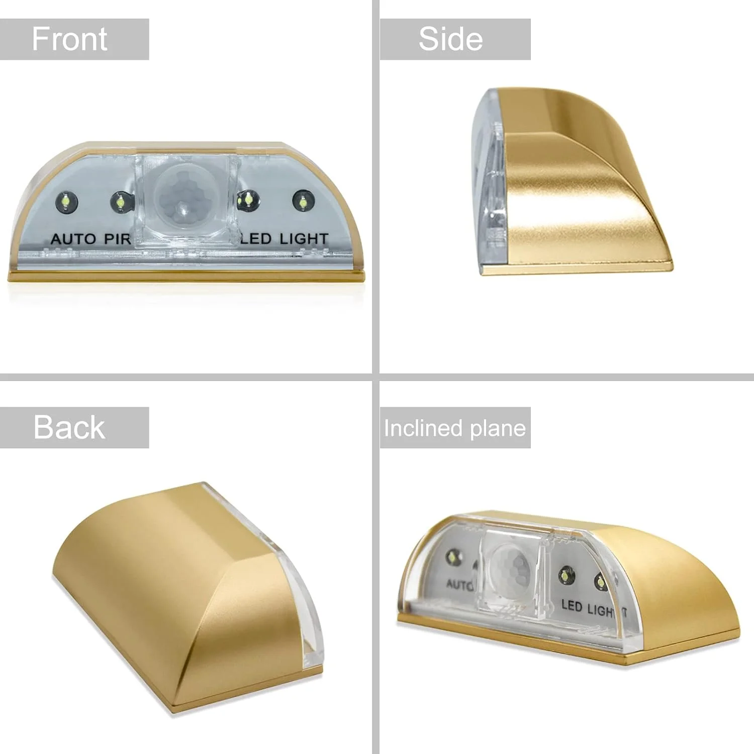 چراغ سوراخ کلید shsyue با حسگر خودکار مادون قرمز، چراغ 4 LED برای سوراخ کلید درب، چراغ های چسبی قابل نصب در هر مکان - با باتری - طلایی