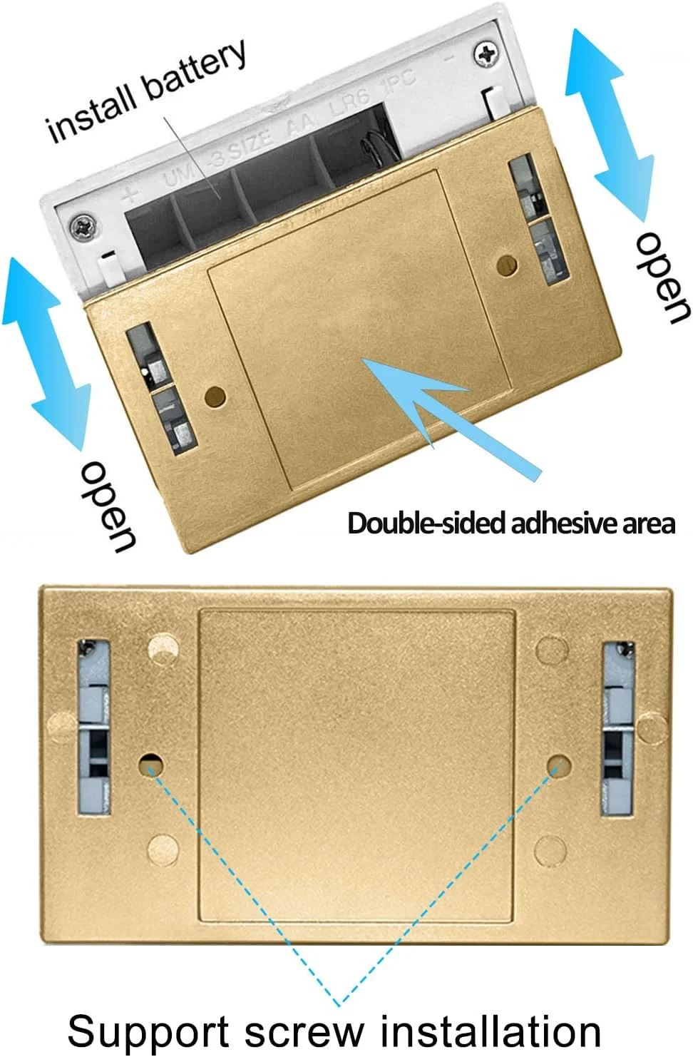 چراغ سوراخ کلید shsyue با حسگر خودکار مادون قرمز، چراغ 4 LED برای سوراخ کلید درب، چراغ های چسبی قابل نصب در هر مکان - با باتری - طلایی