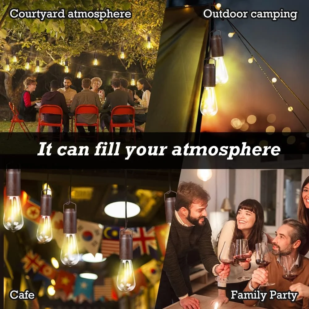 چراغ آویز شارژی، چراغ های آویز LED گرم برای چادر و کمپینگ، لامپ های باتری خور برای قطع برق، روشنایی داخلی و خارجی، چراغ های اضطراری، بسته 2 عددی چراغ آویز شارژی، چراغ های آویز LED گرم برای چادر و کمپینگ، لامپ های باتری خور برای قطع برق، روشنایی داخلی و خارجی، چراغ های اضطراری، بسته 2 عددی