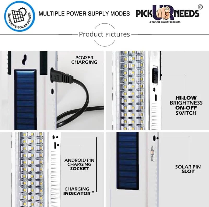 چراغ اضطراری خورشیدی قابل شارژ Pick Ur Needs برای منزل با 42 ال ای دی پرنور، چراغ فانوسی ایستاده