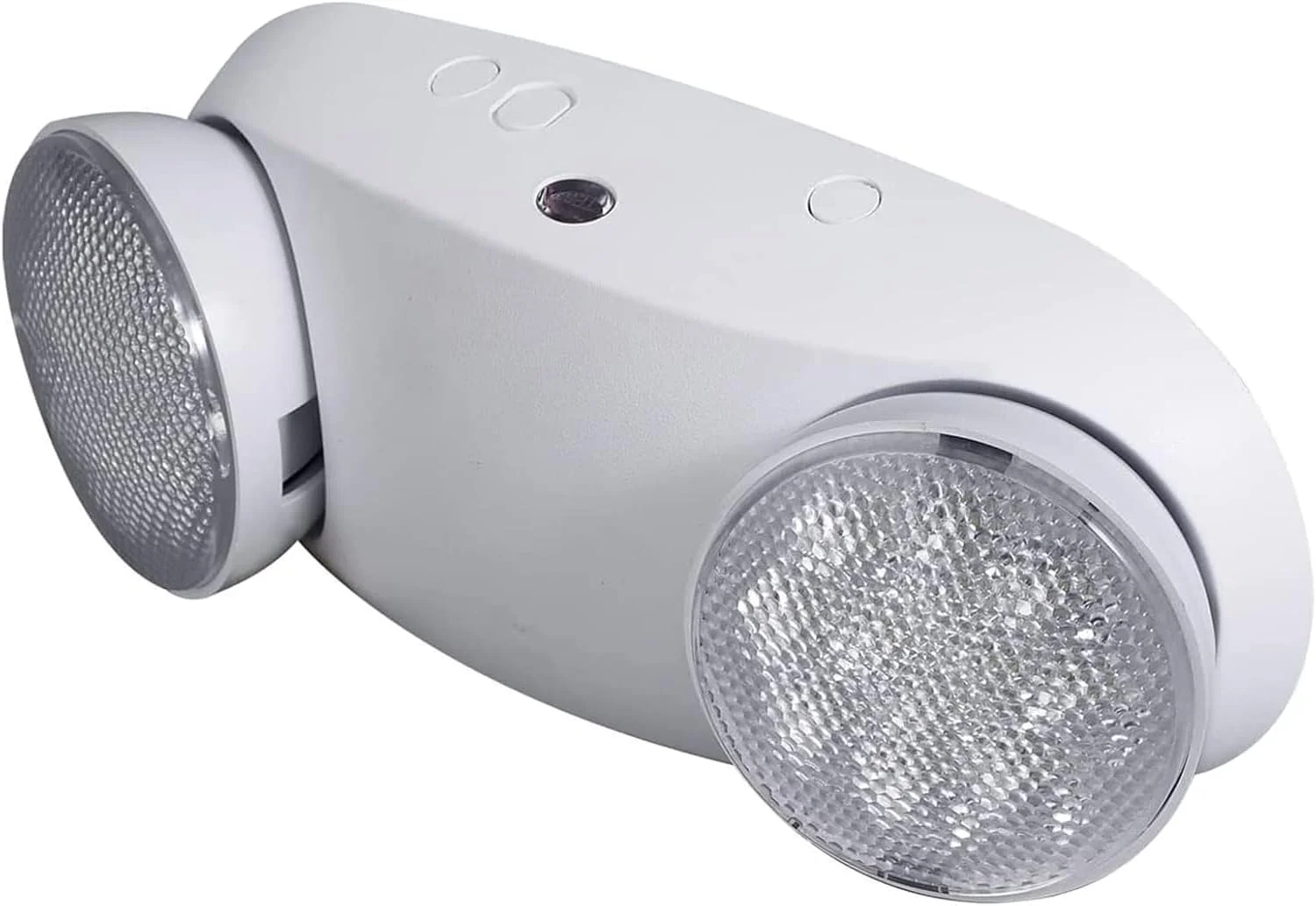 چراغ خروج اضطراری LED OSTEK با 2 چراغ سیل‌آسا قابل تنظیم، چراغ‌های اضطراری برای کسب‌وکار، باتری پشتیبان 90 دقیقه‌ای، مقاوم در برابر آتش 120-277 ولت (UL 94V-0) (تک بسته)