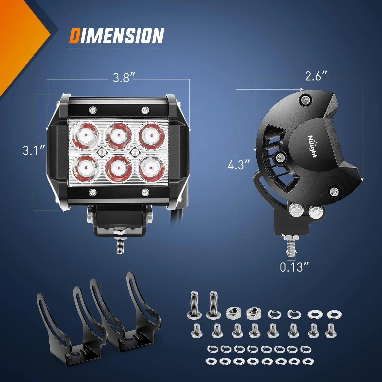 چراغ مه شکن LED قرمز 4 اینچی نیلایت، چراغ رانندگی نقطه ای 2 عددی 18 واتی برای ماهیگیری خارج از جاده، شکار، سیگنال ایمنی اضطراری، عرشه، تریلر، چراغ های شکار برای UTV، وانت، ون، قایق، تراکتور