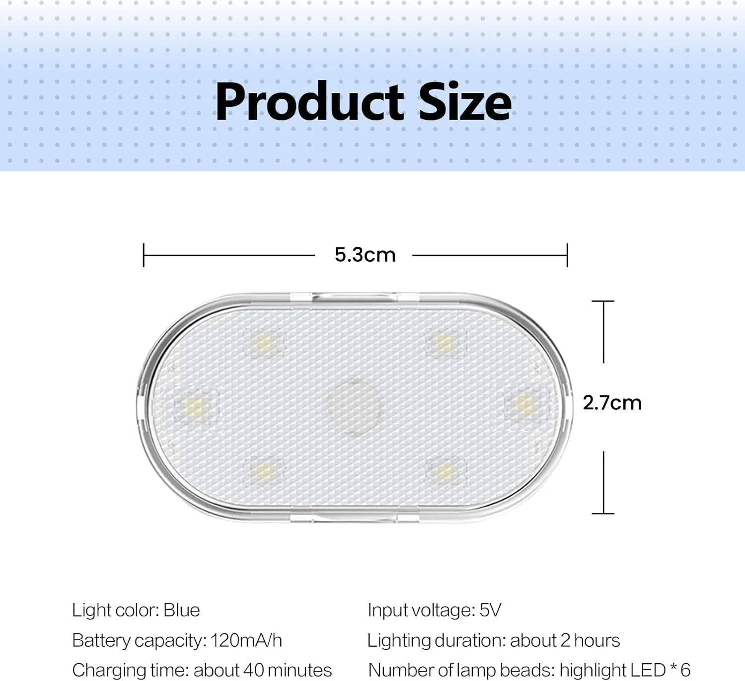 چراغ های ال ای دی خودرو MedMad، چراغ های لمسی ال ای دی کوچک قابل حمل داخلی خودرو با 6 لامپ ال ای دی روشن، چراغ روشنایی قابل شارژ USB چراغ اضطراری خودرو (نور آبی)