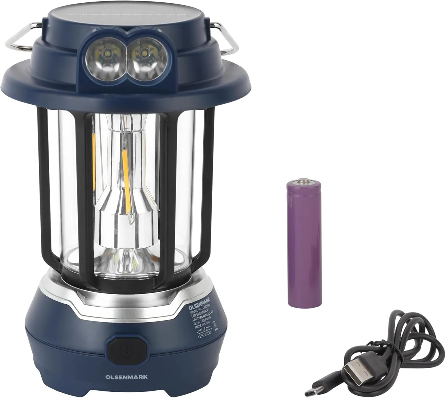 چراغ اضطراری ال ای دی خورشیدی Olsenmark مدل OME2824، طراحی کم مصرف، فوق العاده روشن و 7 ساعت کارکرد، طراحی جمع و جور، قابل حمل و سبک وزن با زمان کارکرد طولانی