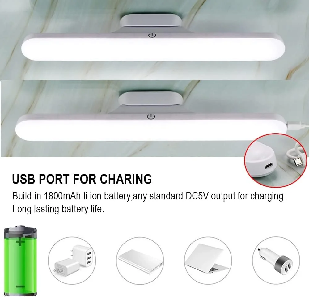 نوار چراغ LED، پایه مغناطیسی و نوار لامپ قابل شارژ USB، قابل حمل برای آرایش، خودرو، کابینت، مطالعه در اتاق خواب و موارد اضطراری نوار چراغ LED، پایه مغناطیسی و نوار لامپ قابل شارژ USB، قابل حمل برای آرایش، خودرو، کابینت، مطالعه در اتاق خواب و موارد اضطراری