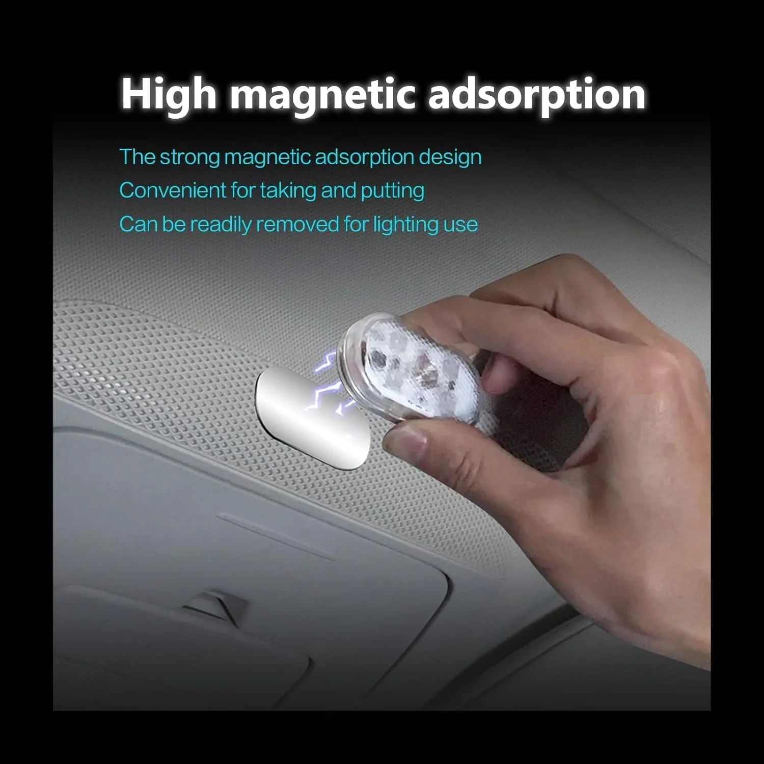 چراغ های ال ای دی خودرو MedMad، چراغ های لمسی ال ای دی کوچک قابل حمل داخلی خودرو با 6 لامپ ال ای دی روشن، چراغ روشنایی قابل شارژ USB چراغ اضطراری خودرو (نور آبی)